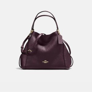 Coach Edie 28 Shoulder Bag Oxblood pebbled leather convertible tote NWOT